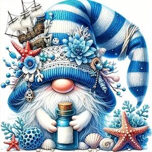 Blue and White Nautical Gnome Diamond Art Kit